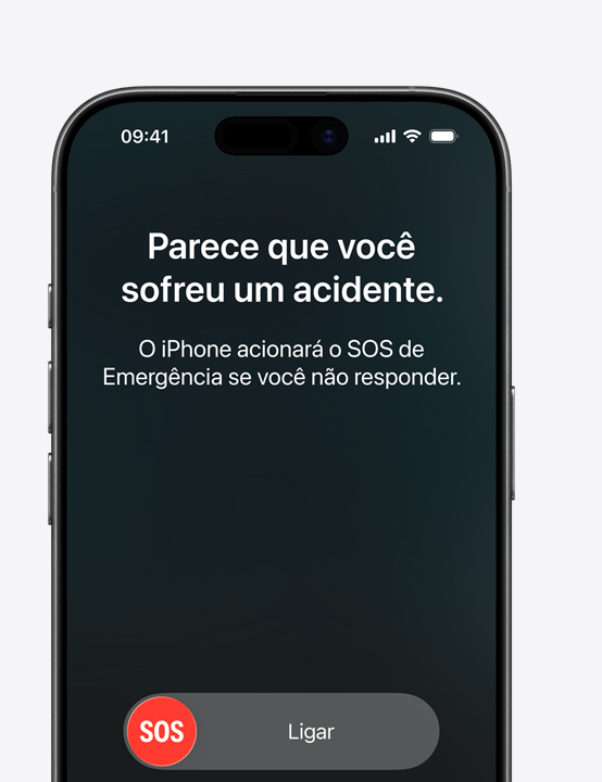 O iPhone mostra uma mensagem de segurança depois de identificar automaticamente um acidente grave de carro.