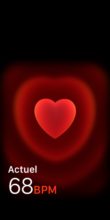 App Fréquence cardiaque, 68 battements par minute actuels