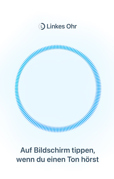 Blaue Schallwelle, Taste für Hörtest