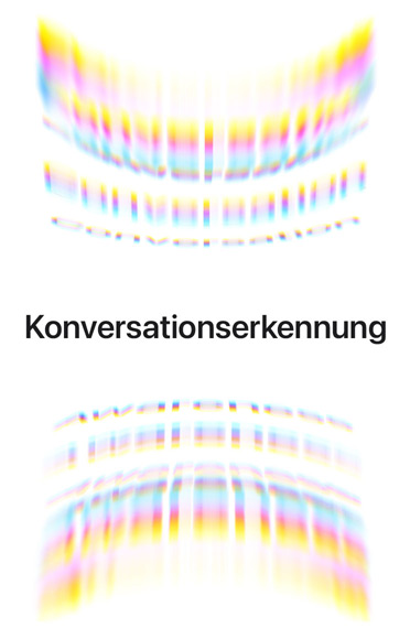 Umgebungsschallwelle, oben und unten, Text in der Mitte lautet: Konversationserkennung