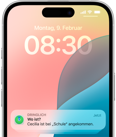 Darstellung eines iPhone mit verschiedenen integrierten Apple Features.
