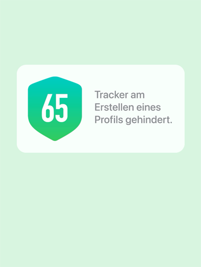 Eine Mitteilung mit einem Badge, die dir zeigt, wie viele Tracker am Erstellen eines Profils von dir gehindert wurden.