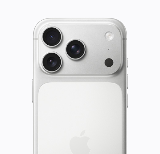 白色鈦金屬 iPhone 16 Pro 的機身背面