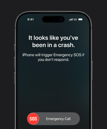 iPhone 17 Pro, eksterior depan, sudut melengkung, fitur deteksi tabrakan sedang digunakan
