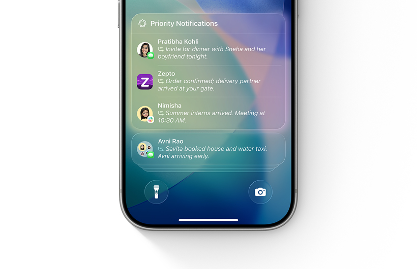 iPhone with Reduce Notifications Focus enabled shows a single notification marked “maybe important.”