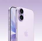 iPhone 17, Lavender colour, front exterior, back-angled exterior, Dual Fusion camera system at top left, Camera Control button, front-side exterior all-screen design, Action, volume and side buttons