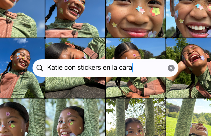 Cuadrícula de fotos basada en la búsqueda "Katie con stickers en la cara".