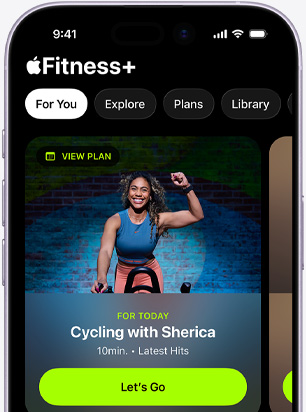 A screen showing a personalised workout recommendation in the For You section of Fitness+ on iPhone