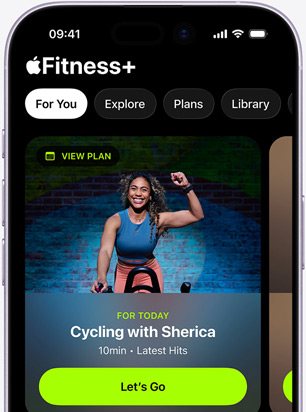 A screen showing a personalised workout recommendation in the For You section of Fitness+ on iPhone