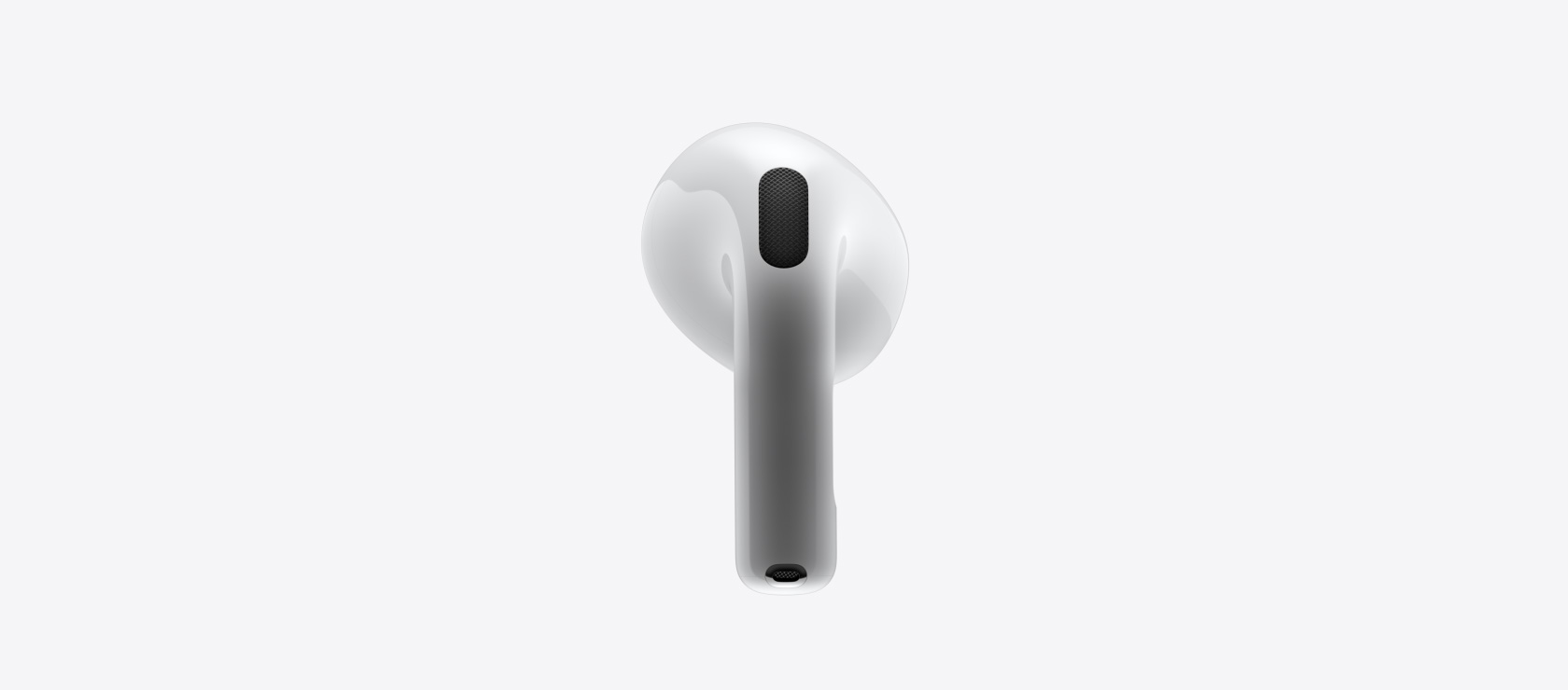 Zbliżenie na przód i tył nowych AirPods 4.