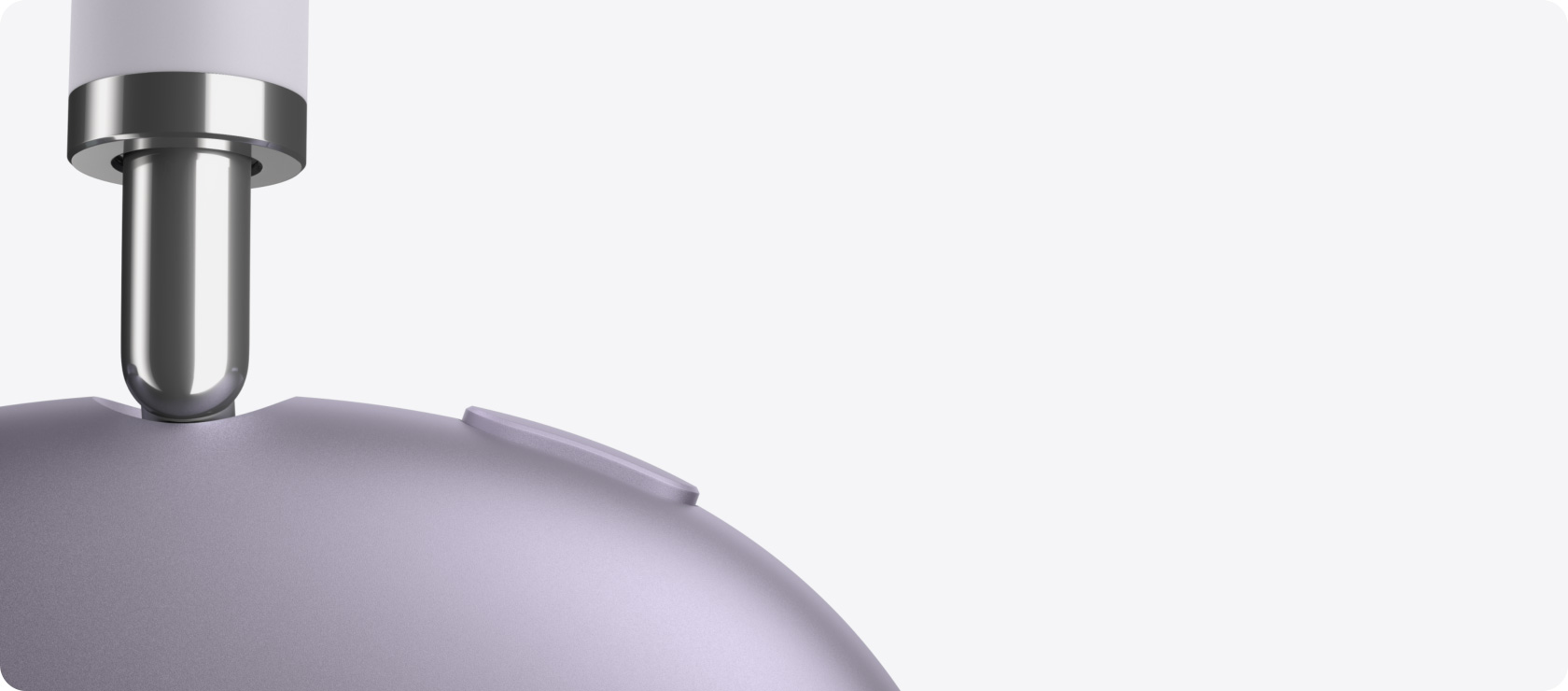 AirPods Max를 옆면에서 클로즈업한 모습.
