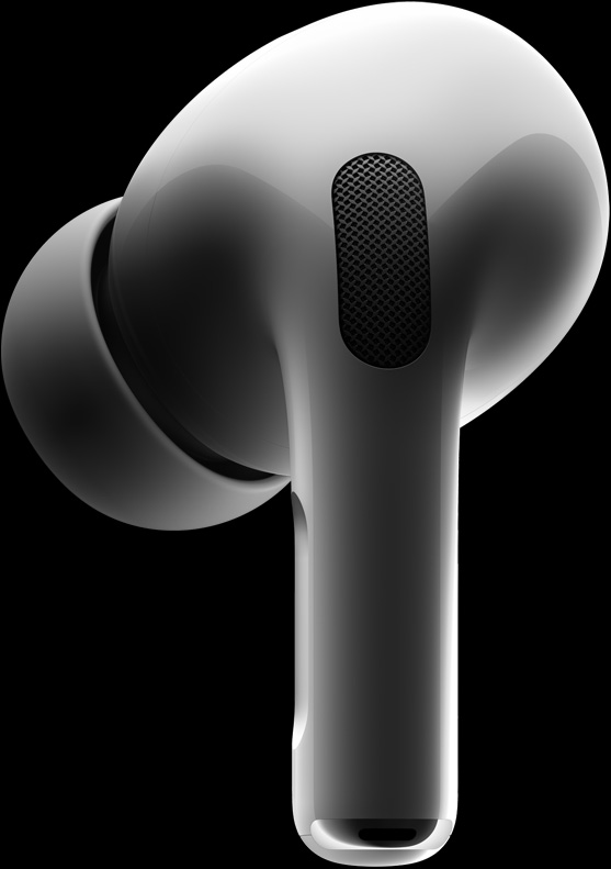 تُظهر الصورة الميكروفون الخارجي في AirPods Pro