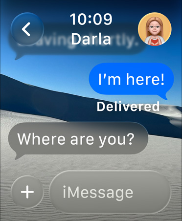 Apple Watch 上的訊息 app