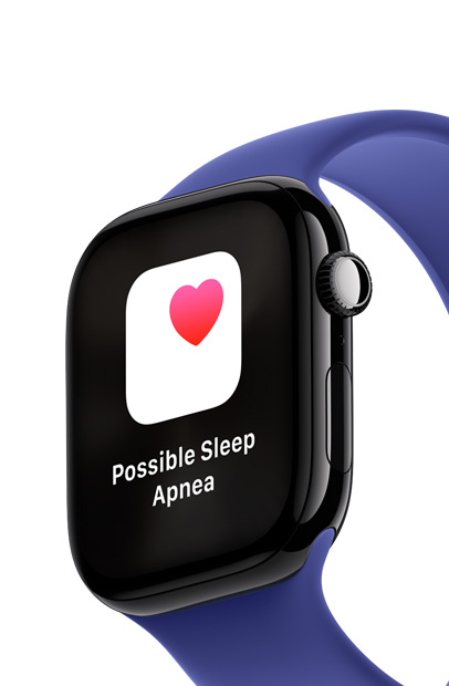 Màn hình Apple Watch hiển thị thông báo về chứng ngưng thở khi ngủ với ứng dụng Ngưng Thở Khi Ngủ.