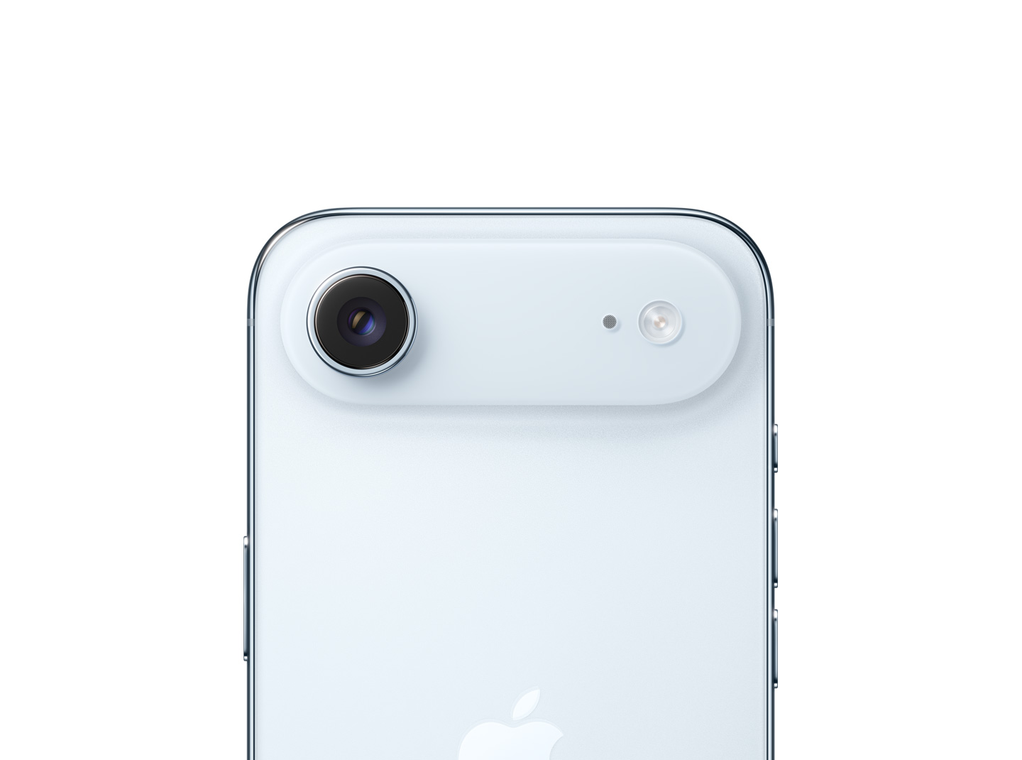 iPhone Air, back exterior, Sky Blue colour, Fusion Main camera system in plateau at top