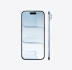 天藍色 iPhone Air 機身正面，展示頂部中間的動態島，機身側面展示極纖薄外型、側邊按鈕、相機控制按鈕