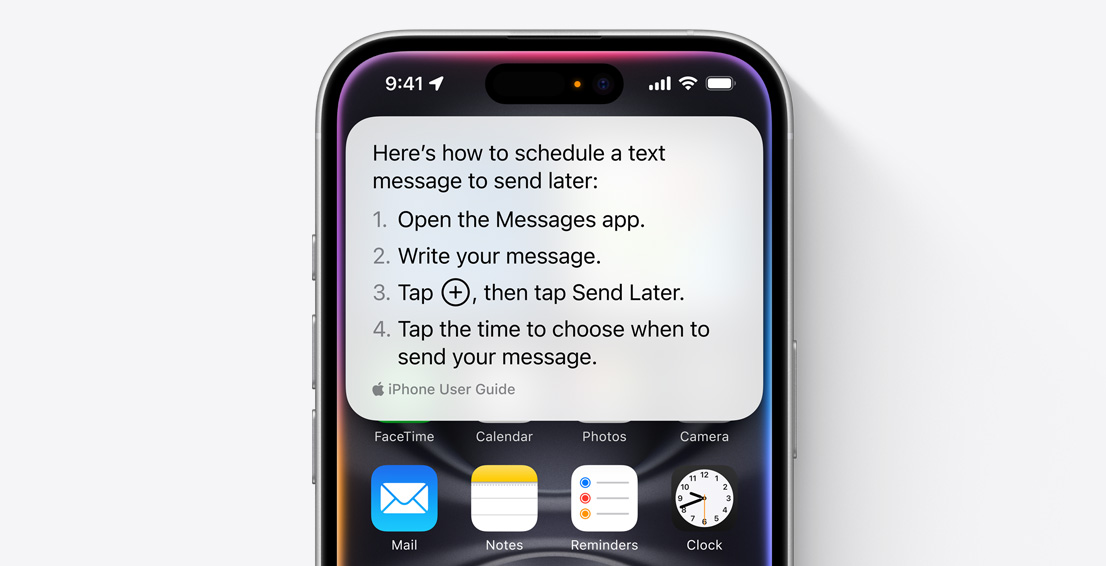 แสดงข้อความจาก Siri ซึ่งมีข้อมูลที่ผู้ใช้กำลังค้นหาอยู่