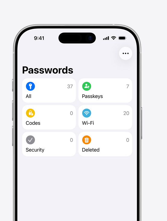 Obrazovka iPhonu se zobrazenou aplikací Hesla, seznam aplikací, Doordash, Atlas Obscura, Koba, Quickbooks, LinkedIn, Etsy s uloženou e-mailovou adresou uživatele