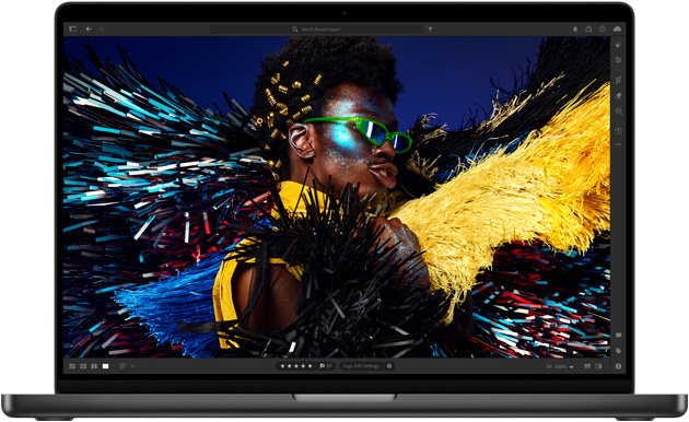 Imagen de una MacBook Pro de 16 pulgadas que muestra la pantalla Liquid Retina XDR