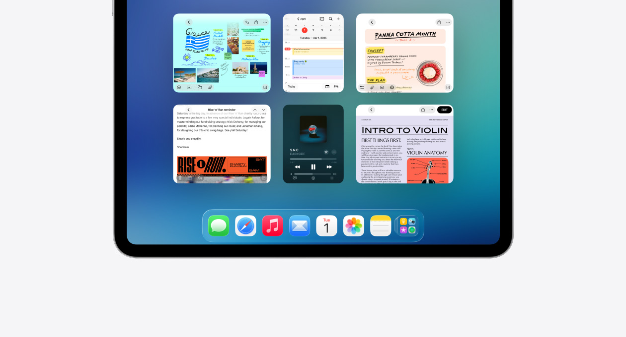 Écran d’iPad présentant la fonctionnalité Exposé
