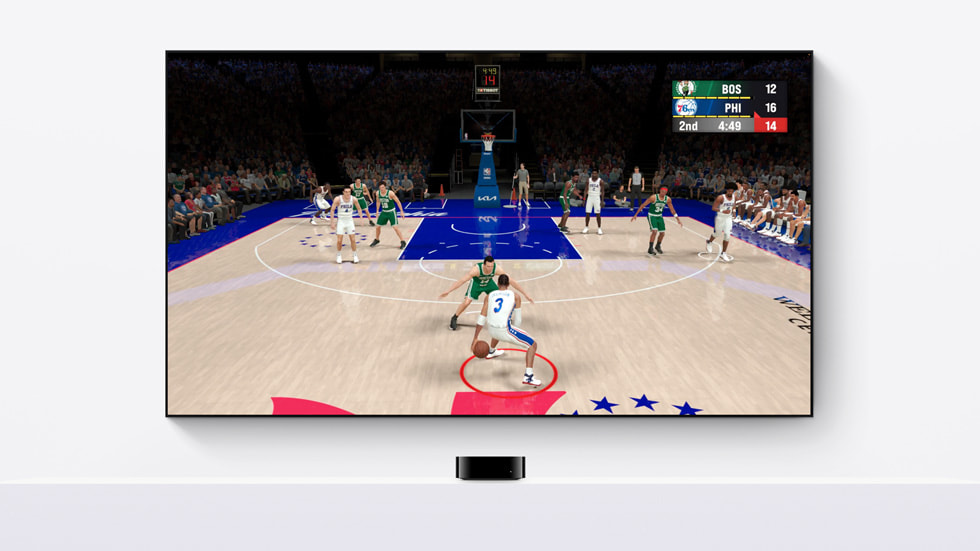 Et stillbillede fra NBA 2K24 Arcade Edition vises på Apple TV.
