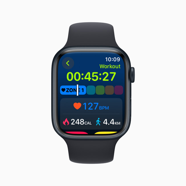 Apple Watch viser målinger for en SmartGym-økt. 