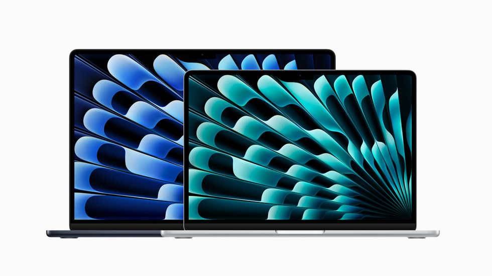 Fargesterk grafikk vises på de to nye MacBook Air-modellene.