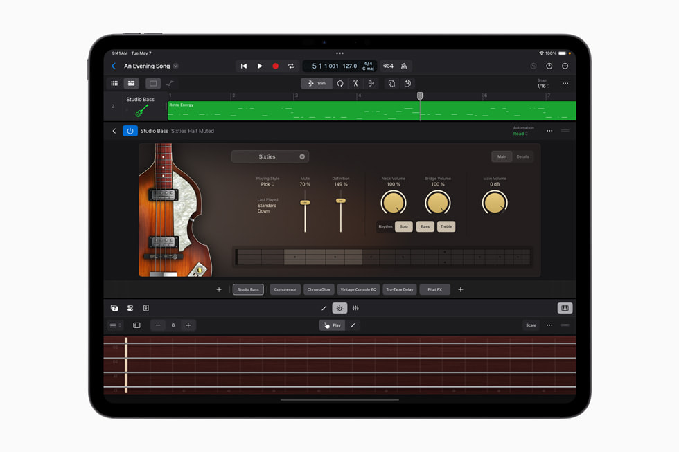 Session Players i Logic Pro for iPad 2 vist på iPad Pro.