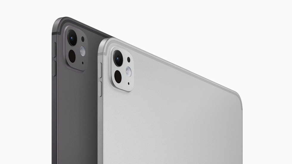 Visning av baksiden på iPad Pro for å sammenligne dybden på 11-tommers- og 13-tommers-modellene.