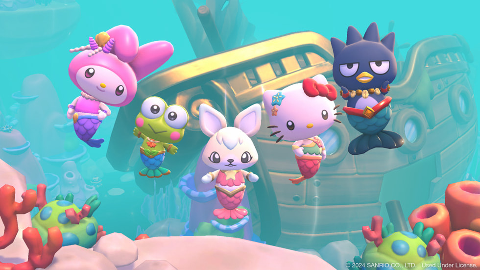Pantalla de la experiencia de juego de Hello Kitty Island Adventure.