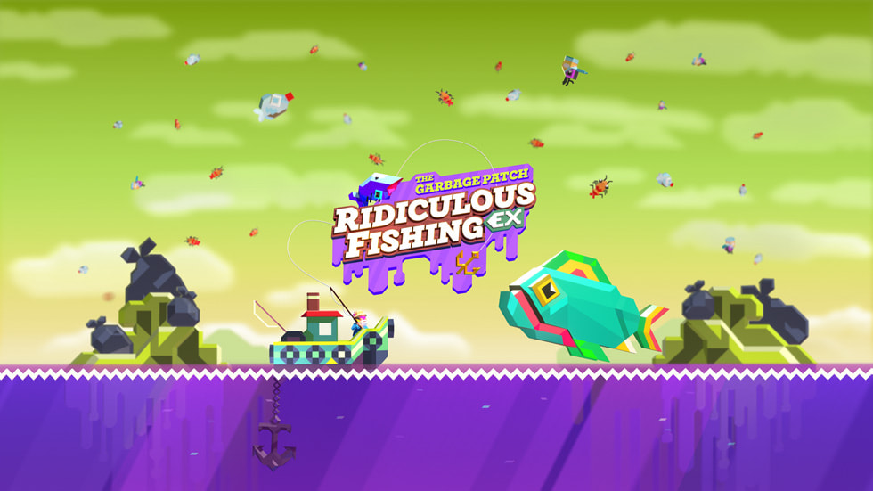 Pantalla de la experiencia de juego de Ridiculous Fishing EX.