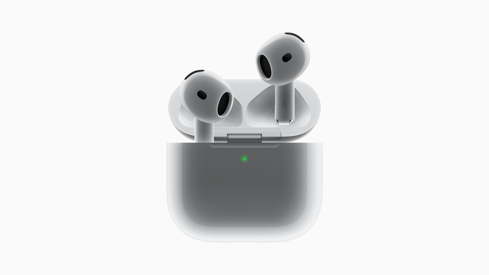 Primer plano de los AirPods 4.
