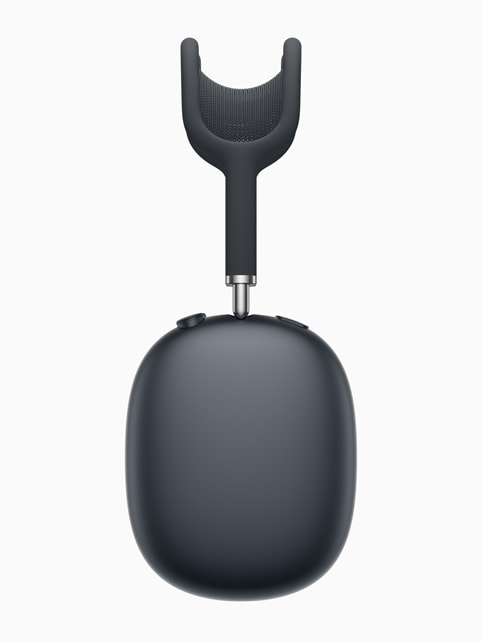 Vista de perfil de los AirPods Max en color medianoche.