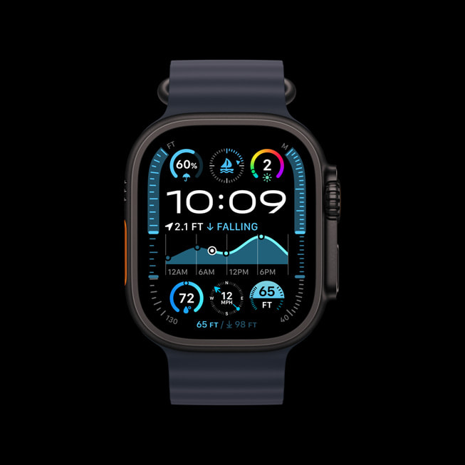 Le Bracelet Océan et l’Apple Watch Ultra 2 en titane noir.