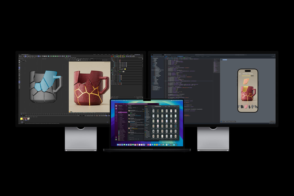 En användare som jobbar i Xcode på nya MacBook Pro.