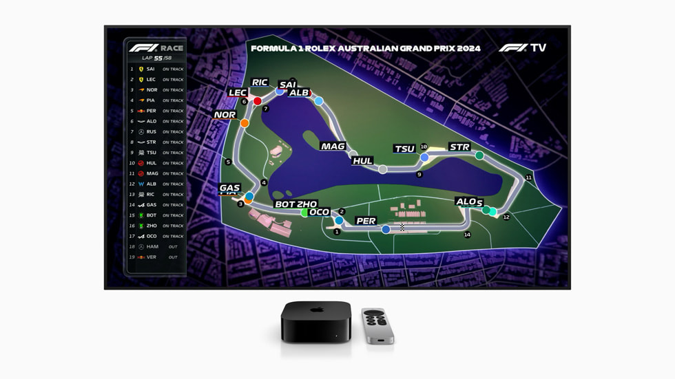 Et skærmbillede fra F1 TV på Apple TV.
