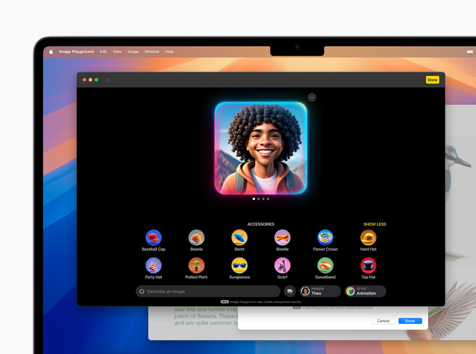 Appen Image Playground visas i macOS Sequoia. 