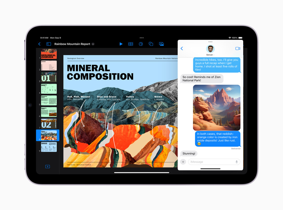 En Image Playground-bild i animerad stil visas i Keynote på iPadOS 18.