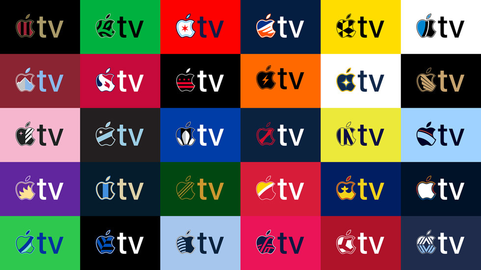 Collage de los 30 parches exclusivos de Apple TV que celebran la 30.ª temporada de la MLS.