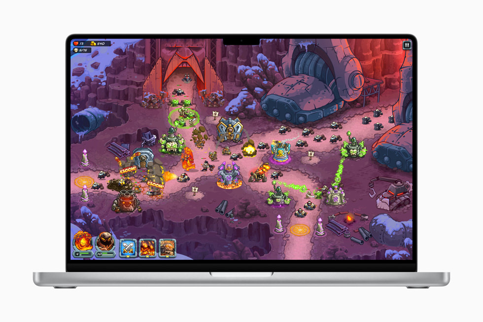 Grafika ze hry Kingdom Rush 5: Alliance TD+ od vývojáře Ironhide Game Studio zobrazená na MacBooku Pro 16