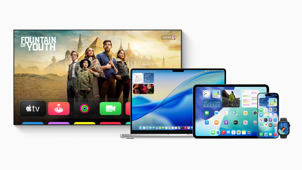 Apple TV、MacBook Pro、iPad Pro、iPhone 16 Pro、およびApple Watch Series 10。 
