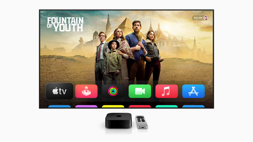 Apple TVに表示されているLiquid Glassの画像。