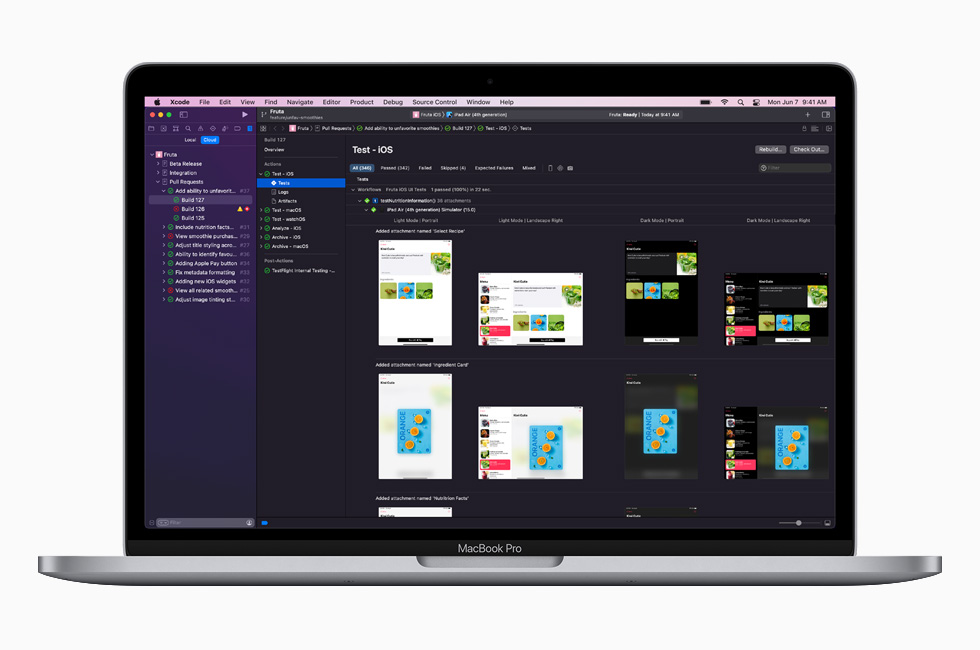 개발자들을 위한 새로운 툴과 기술을 보여주는 13형 MacBook Pro.