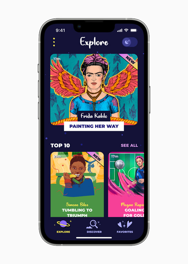 Rebel Girls körs på en iPhone 13 Pro i silver.