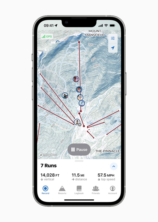 Slopes körs på en iPhone 13 Pro i silver.