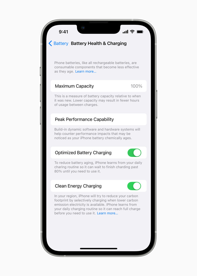 iOS 16을 통해 선보일 예정인 재생 에너지 충전 기능.