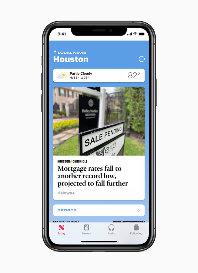 Des nouvelles locales sélectionnées pour Houston, sur iPhone 11 Pro.