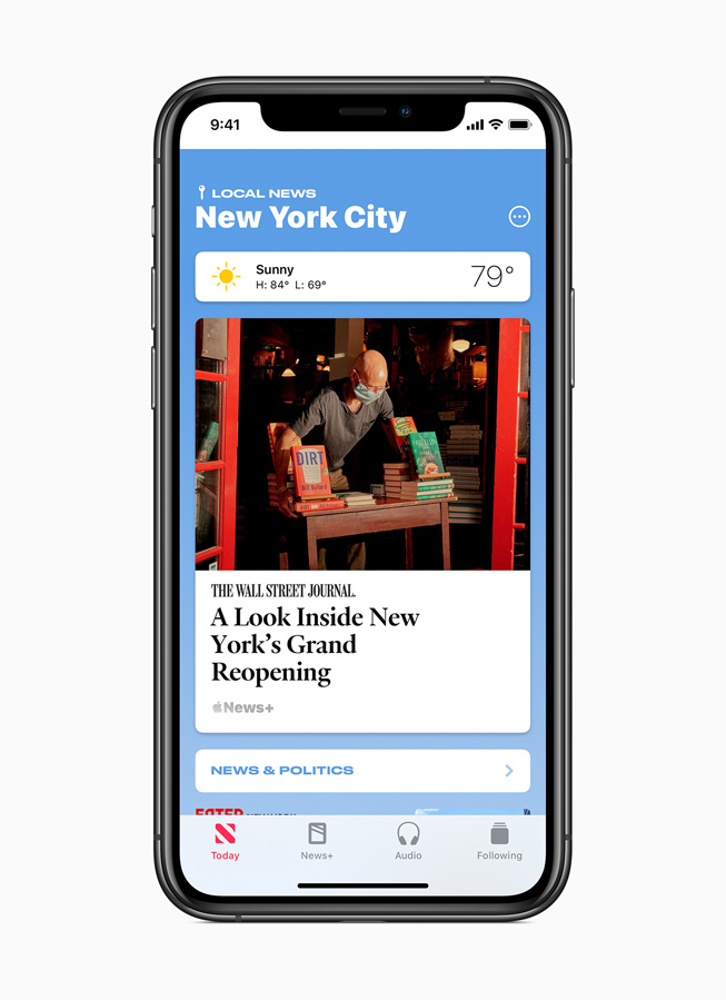 Des nouvelles locales sélectionnées pour New York, sur iPhone 11 Pro.