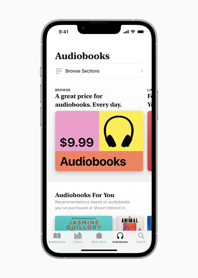 Sektionen Lydbøger i Apple Books på iPhone 13 Pro.