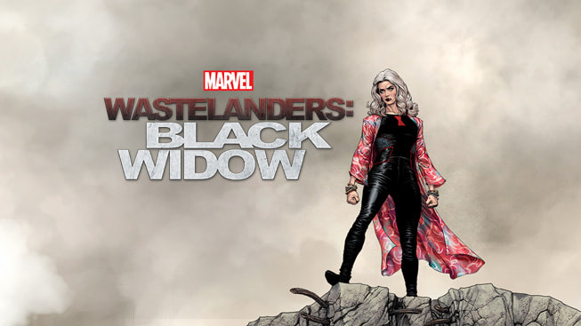 Apple Podcasts’ banner for “Marvel’s Wastelanders: Black Widow”.